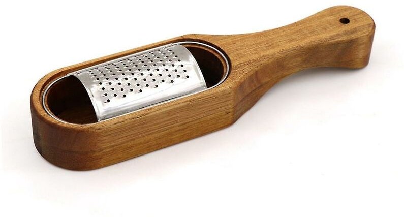 Käsereibe aus Holz mit Griff, rustikaler brauner Käsehäcksler mit Stauraum, für Käse Zitrone
