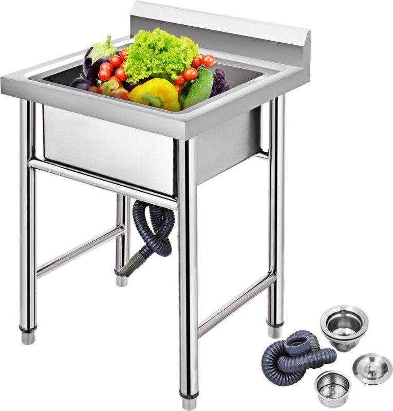 Mophorn - Handgefertigte Küchenspüle, nicht magnetischer Edelstahl, 1 Fach, 17,5 x 10 x 16,5 Zoll große Wanne, ideal für...