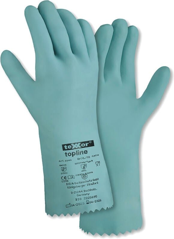 Texxor 224011 Gr.11 topline, Chemikalienschutzhandschuhe, Kat. 3 Naturlatex