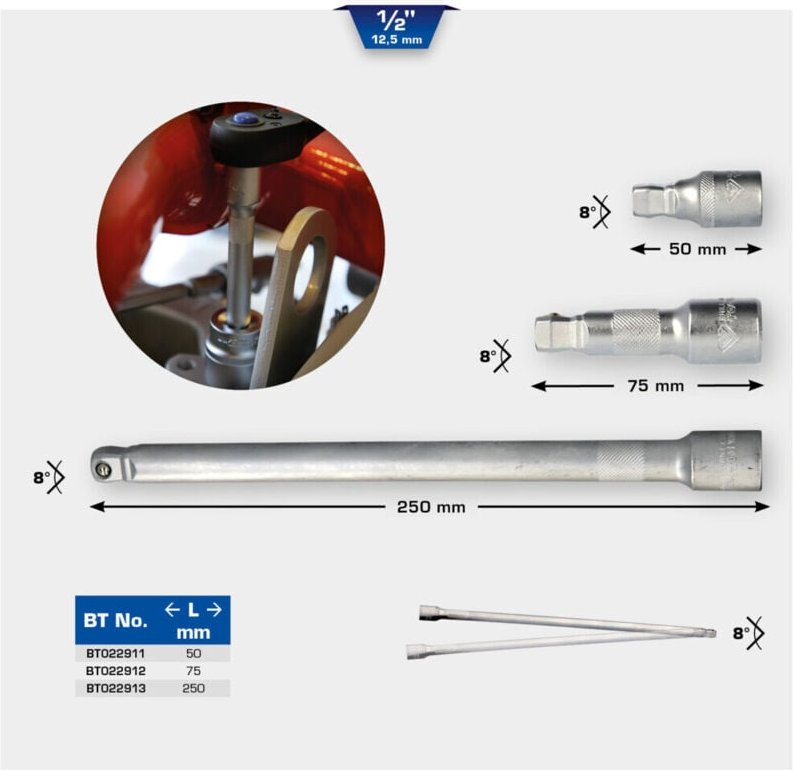 Brilliant Tools - 1/2' Schwenkbare Verlängerung, 75 mm