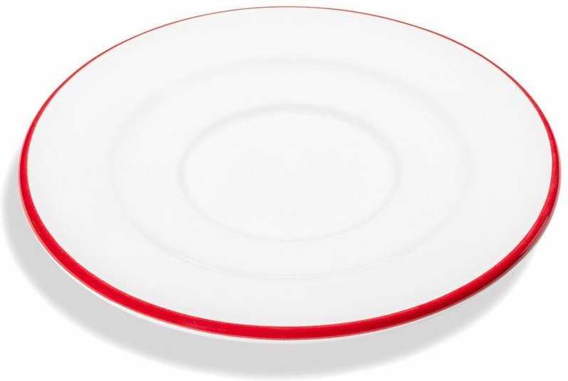 Gmundner Keramik Rubinroter Rand, Unterteller Cappuccino (Ø 14cm)