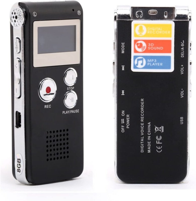 Trade Shop - Professioneller digitaler Sprachrekorder, 8 gb, LCD-Bildschirm, MP3-Funktion, Q-LY77 -