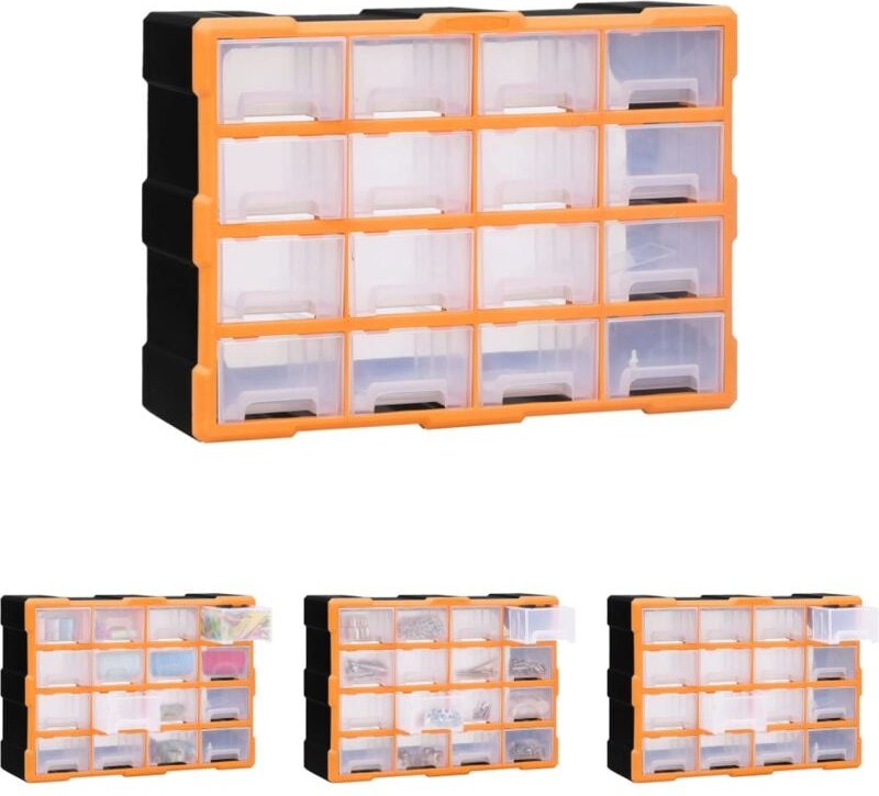 Multi-Schubladen-Organizer 16 Schubladen 52x16x37 cm - Werkzeugkästen - Orange - The Living Store