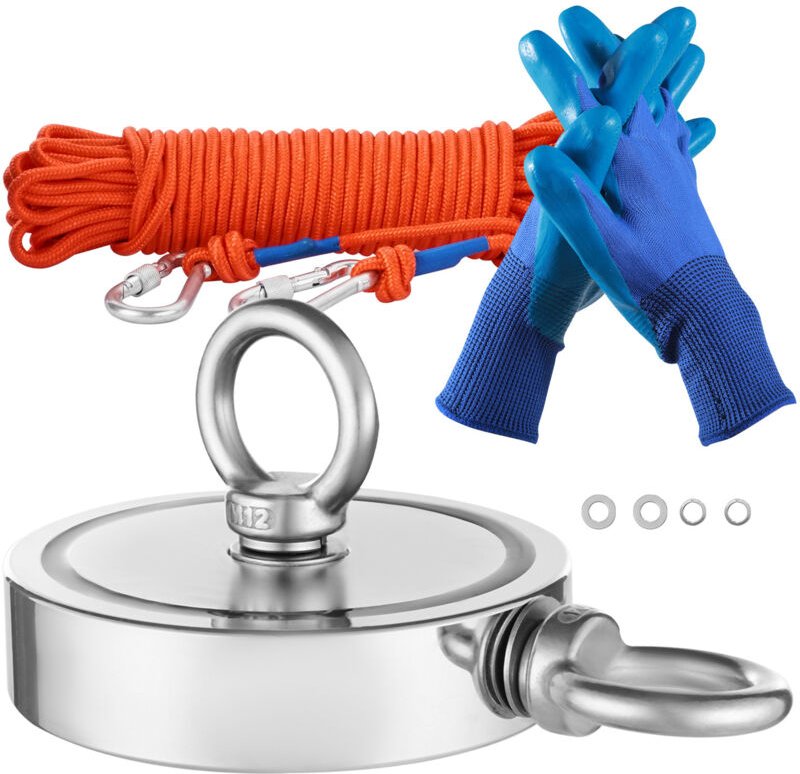 VEVOR Magnet-Angelset Magnet Angel Kit (Orange) 907 kg doppelseitige Zugkraft, Seltenerd-Neodym-Magnet-Angelset inkl. Ha...