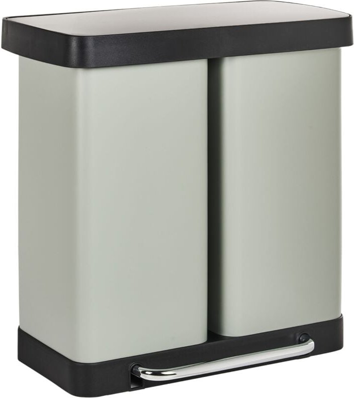 Beliani - Doppelter Tretmülleimer Hellgrün aus Edelstahl Kunststoff mit Fußpedal und Deckel 60 l Abfalleimer für Küche