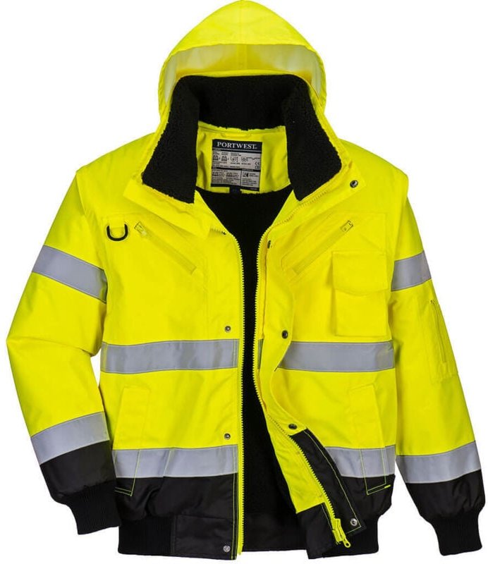 Bomberjacke 3-in-1 Hochsichtbarkeit Zweifarbig Gelb/Schwarz 2XL