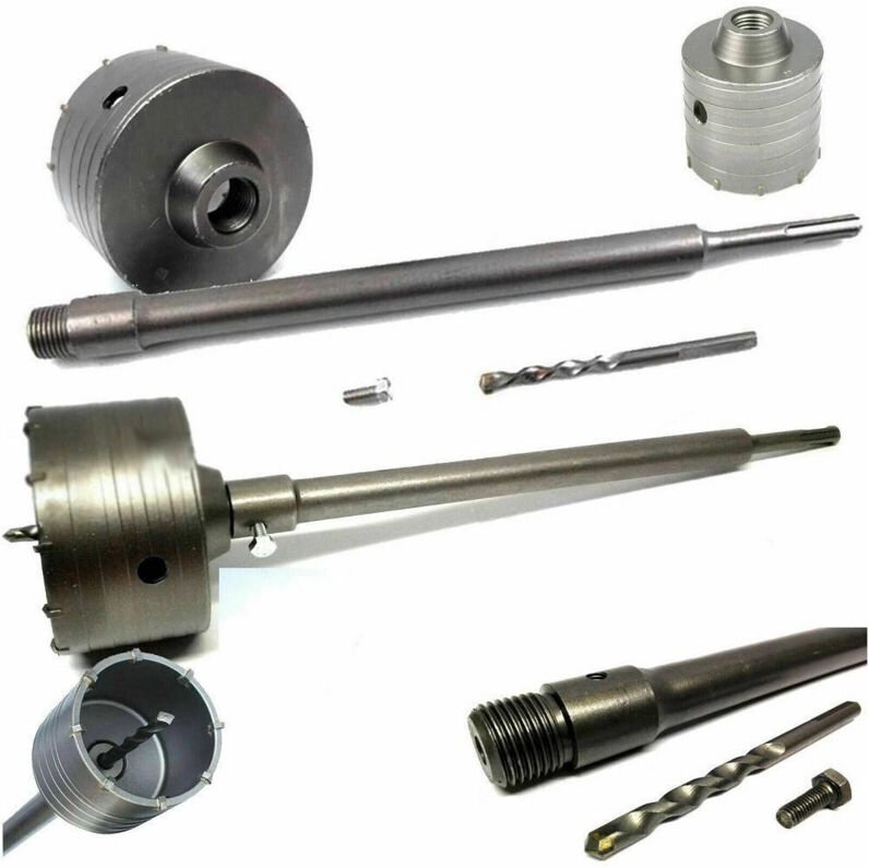 Trade Shop Traesio - Trade Shop - carotatrice tazzoper muro pietra da 30 a 160MM + asta da 60CM sds plus - -100 mm -