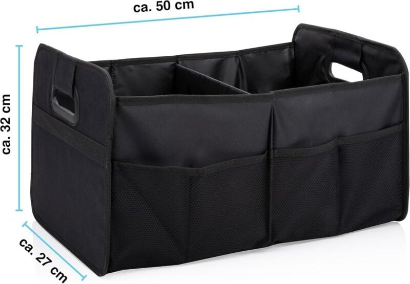 Thumbnail - Kofferraum-Organizer – 50 x 32 x 70 cm – 2 große Fächer und Einsätze – Aufbewahrung von Autozubehör – faltbares Design –...