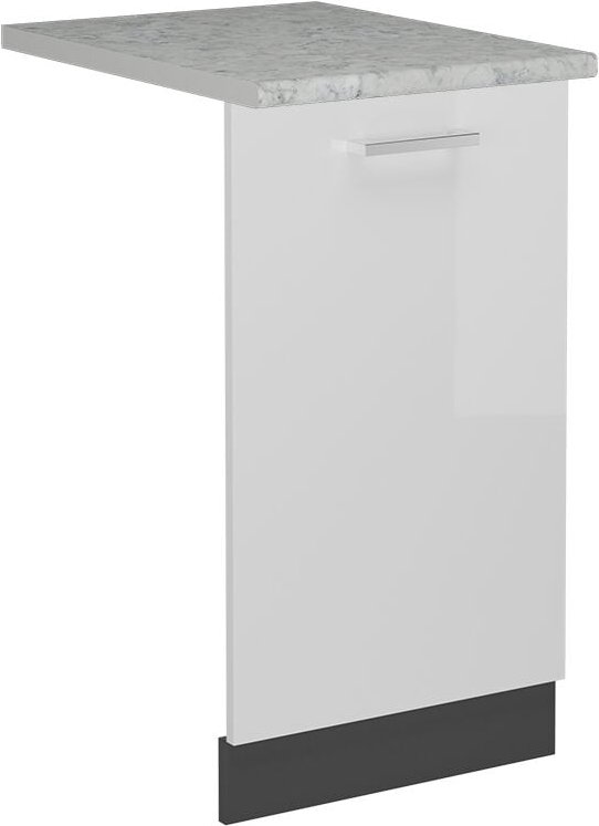 Vicco - Geschirrspülblende R-Line, Weiß Hochglanz, 45 cm , ap Marmor