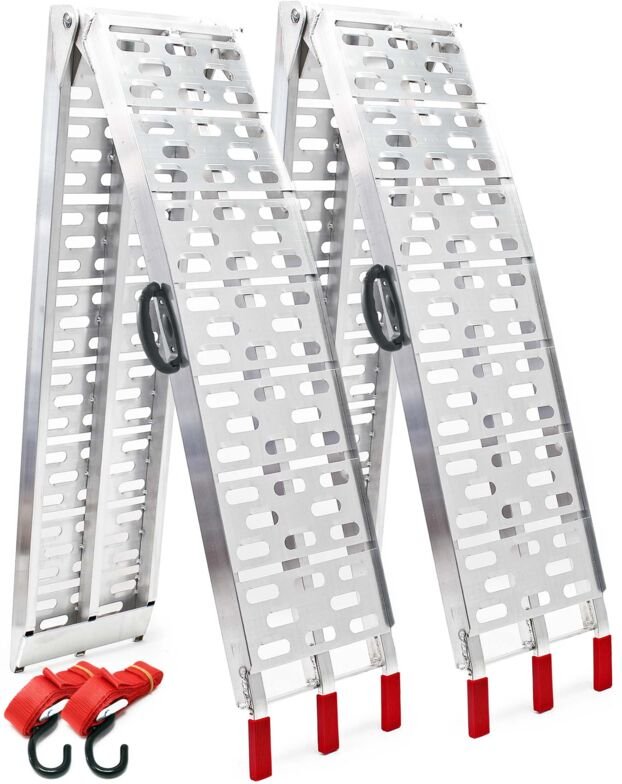 Wiltec - 2x Auffahrrampe 226 cm 680 kg für Motorrad atv Quad, Aluminium Auffahrschiene faltbar, Verladerampe rutschsiche...