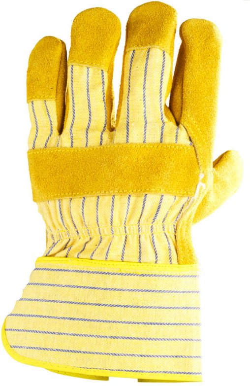 Set aus 6 Paar Arbeitshandschuhen für Dockermanschette, Rindsleder, gelb – verstärkte Handfläche mit Blumenmuster, Größe...
