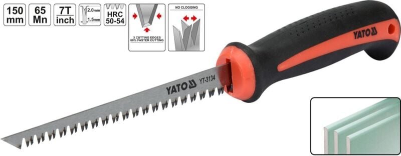 Yato - Rigipsplattensäge 150 mm Gipskarton Trockenbau Handsäge Säge Holzsäge Gips Karton