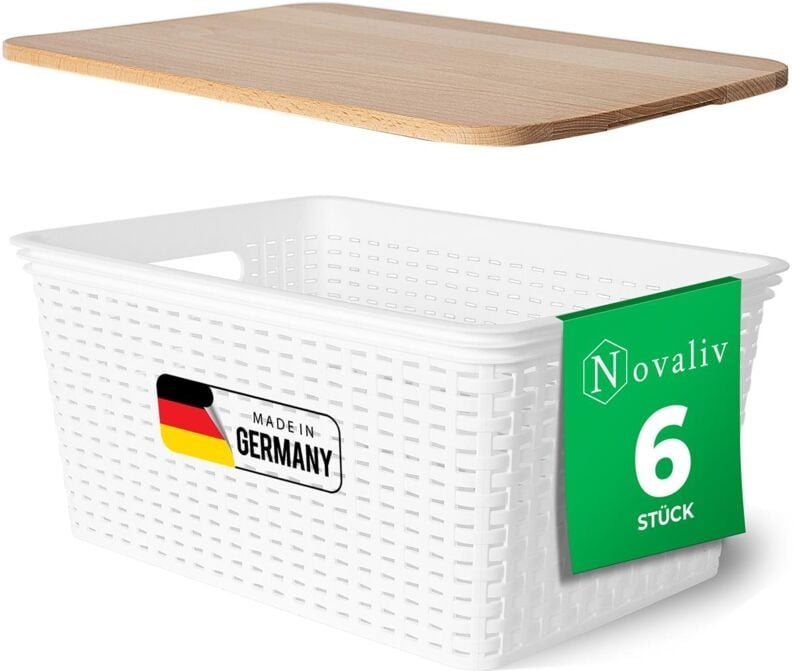 Novaliv - 6x Aufbewahrungsbox 6x Aufbewahrungsbox, 6x Holzdeckel