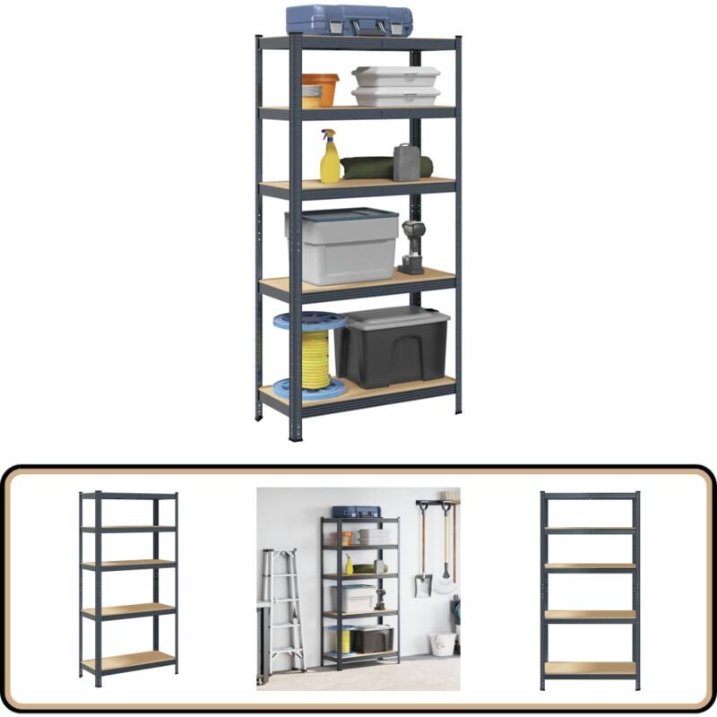 Lagerregal mit 5 Böden Anthrazit Stahl & Holzwerkstoff - Vidaxl