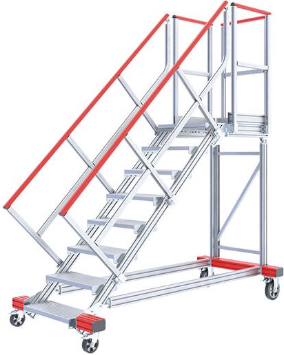 Fahrbare Podesttreppe für Warenlager, Treppenneigung 45° - Breite 0.80m - 22310812