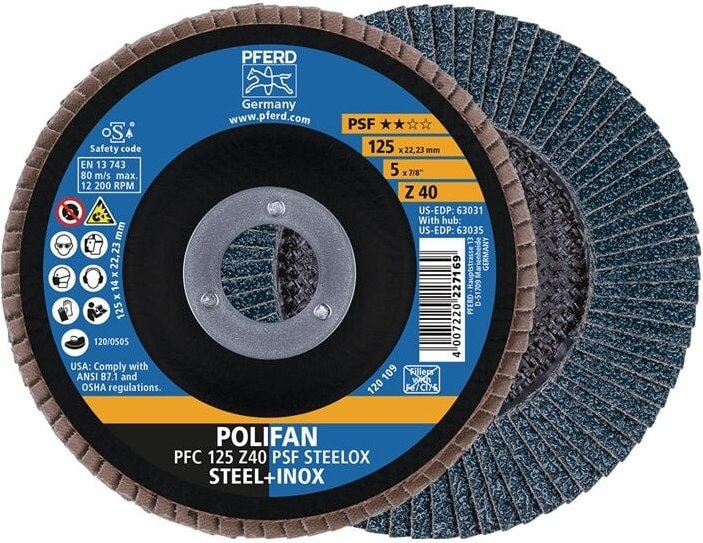 Thumbnail - Pferd - tools 67768115 Fächerscheibe polifan z psf steelox ø 115 mm Körnung 80 kon