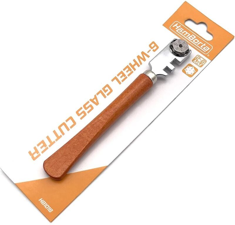 Aougo - Professioneller 6-Rad-Glasschneider mit Wolframkarbid-Schneidrädern für 2–6 mm Schnitte auf Brillen, Spiegeln un...