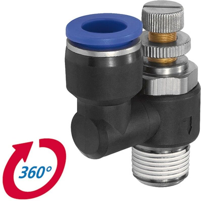 Drosselrückschlagven »Blaue Serie« Abluftdros. R1/8 a., ger. Ø4mm - Riegler