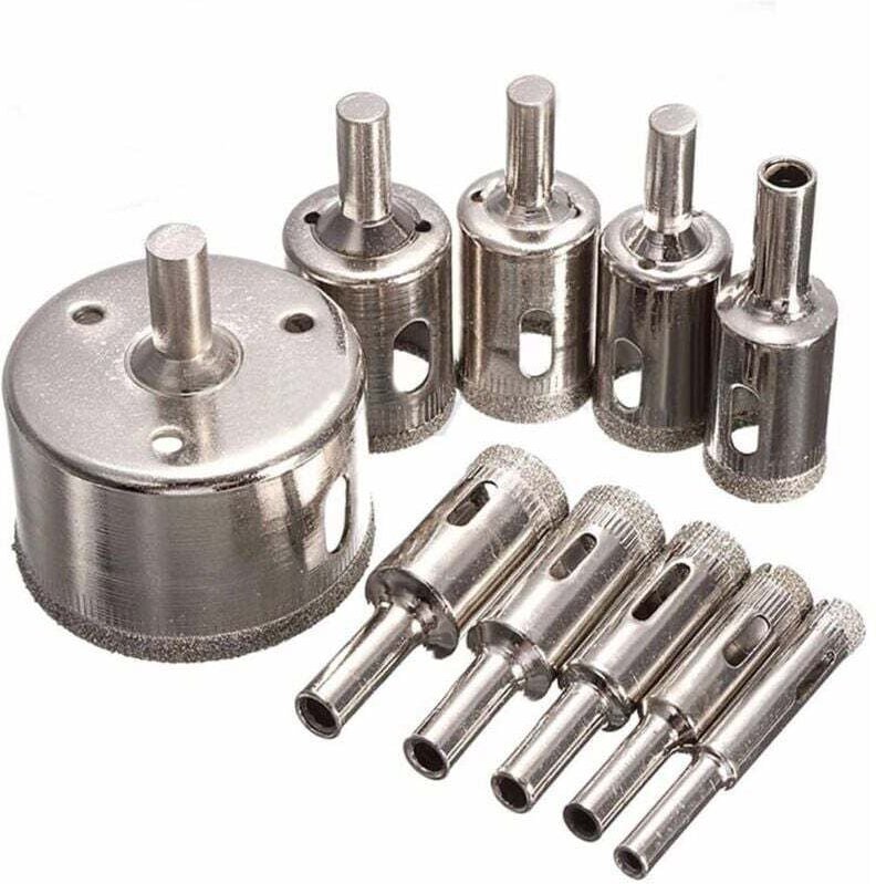 XVX - Diamant-Lochsägen-Set zum Schneiden von Glas, Fliesen, Keramik, Marmor (8 mm, 10 mm, 12 mm, 14 mm, 16 mm, 18 mm, 2...