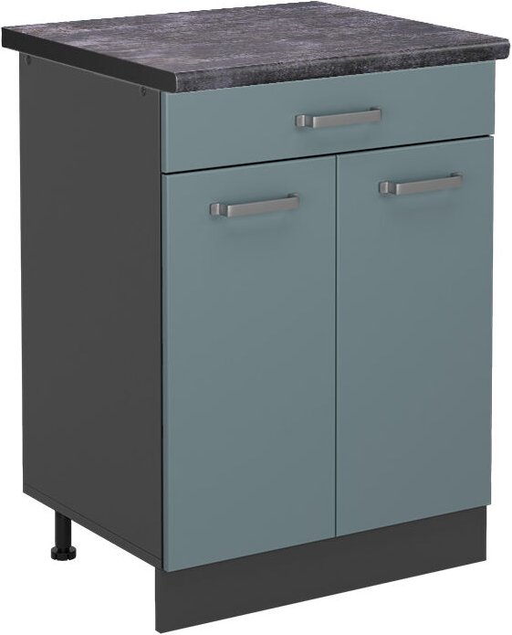 Vicco - Küchenunterschrank R-Line, Blau-Grau, 60 cm , ap Anthrazit