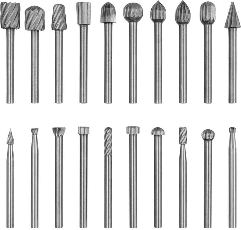 20 HSS-Frässtifte, 3 mm Durchmesser. Frässtifte aus Schnellarbeitsstahl zum Fräsen, Schnitzen, Polieren, für Holz, Stein...