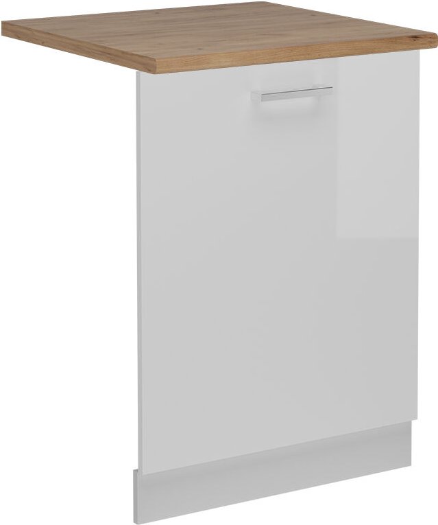 Vicco - Geschirrspülblende R-Line, Weiß Hochglanz, 60 cm , ap Eiche