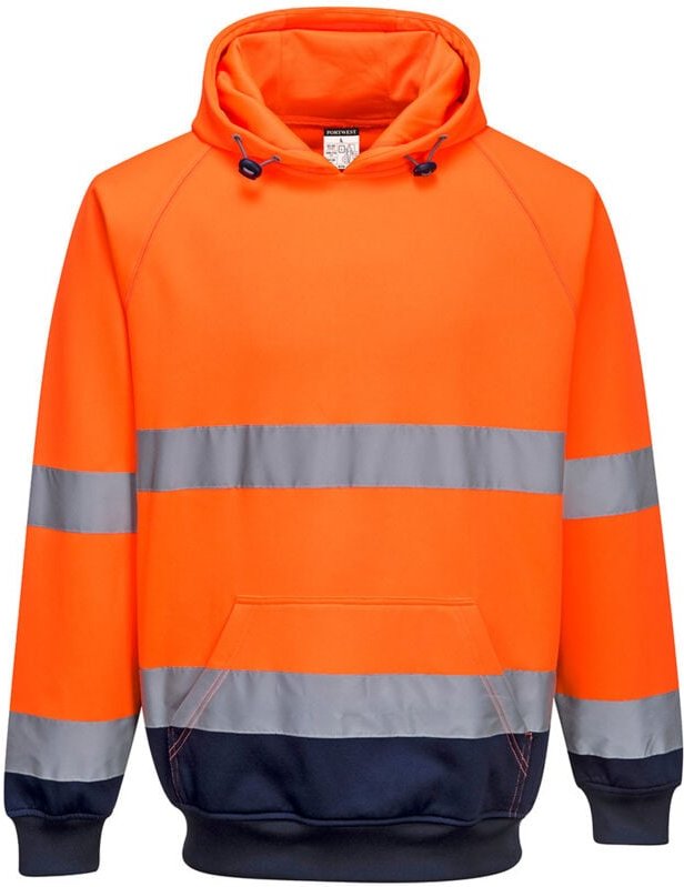 Thumbnail - Kapuzensweatshirt in zwei Farben Orange/Marine M