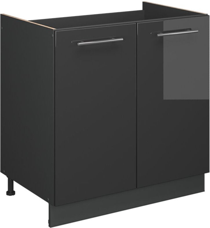 Spülenunterschrank Fame-Line, Anthrazit Hochglanz, 80 cm , AP Marmor, Vicco