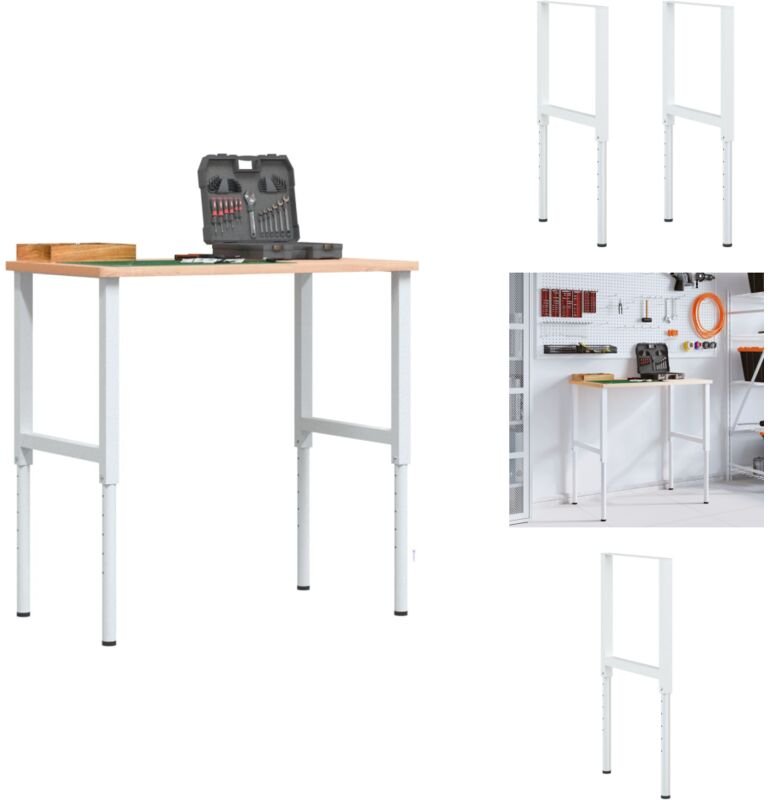 Vidaxl - Werkbankgestell Verstellbar 2 Stk. Metall 55x(69-95,5) cm Grau - Tisch Gestell - Metallgestell - Werkbankgestel...