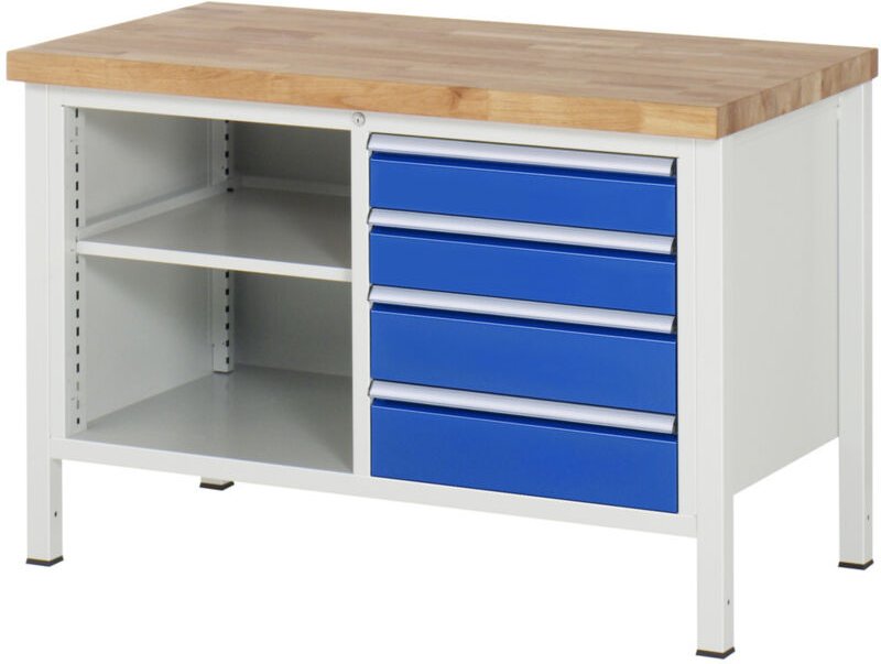 Werkbank 8463A2, B1250xT700xH840mm, 4x Schublade-TA - RAU