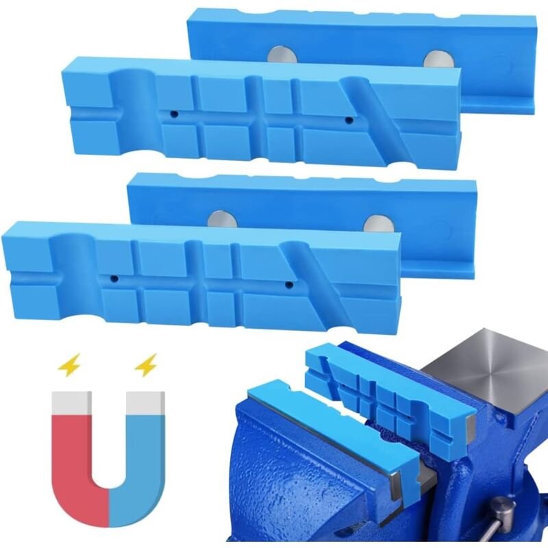 2 Stück tpu magnetischer Schraubstockschutz, weicher Schraubstockbackenschutz, blau, magnetischer Schraubstockbackenschu...