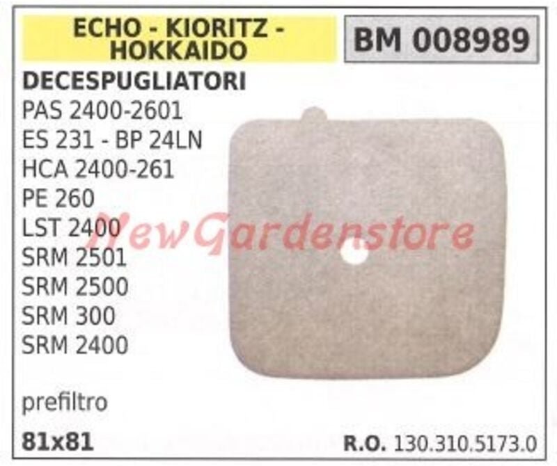 ECHO Luftvorfilter für Freischneider PAS 2400 2601 ES 231 BP 24LN 008989