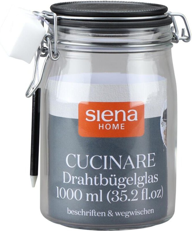 Drahtbügel-Glas 'Cucinare' 1,0 l mit Stift & Schwamm