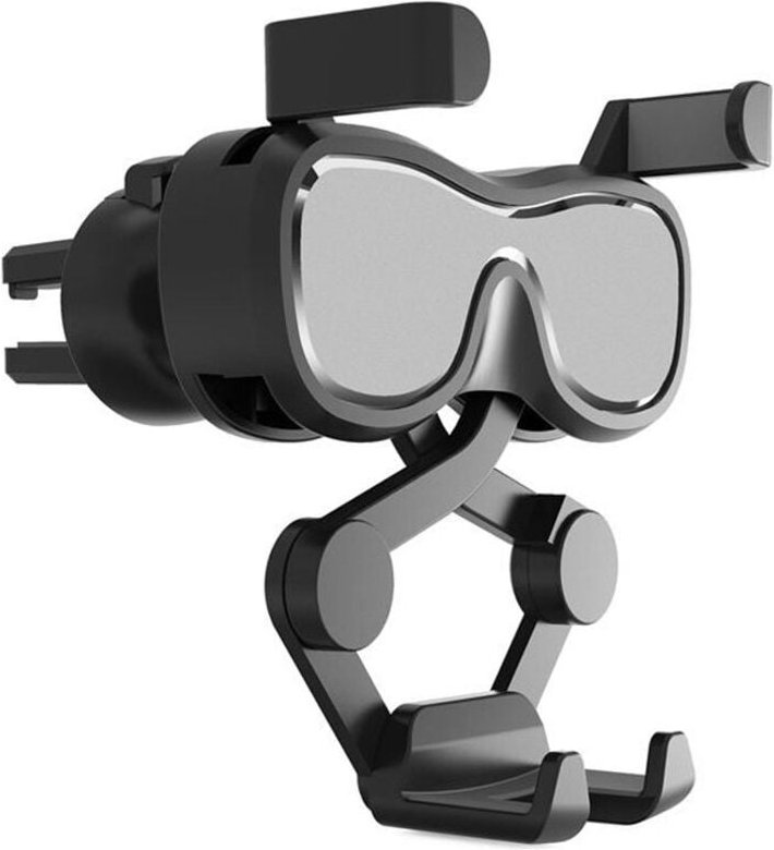 Schwerkraftgesteuerte Autohalterung für Smartphone am Lüftungsgitter mit Lufterfrischer, silber