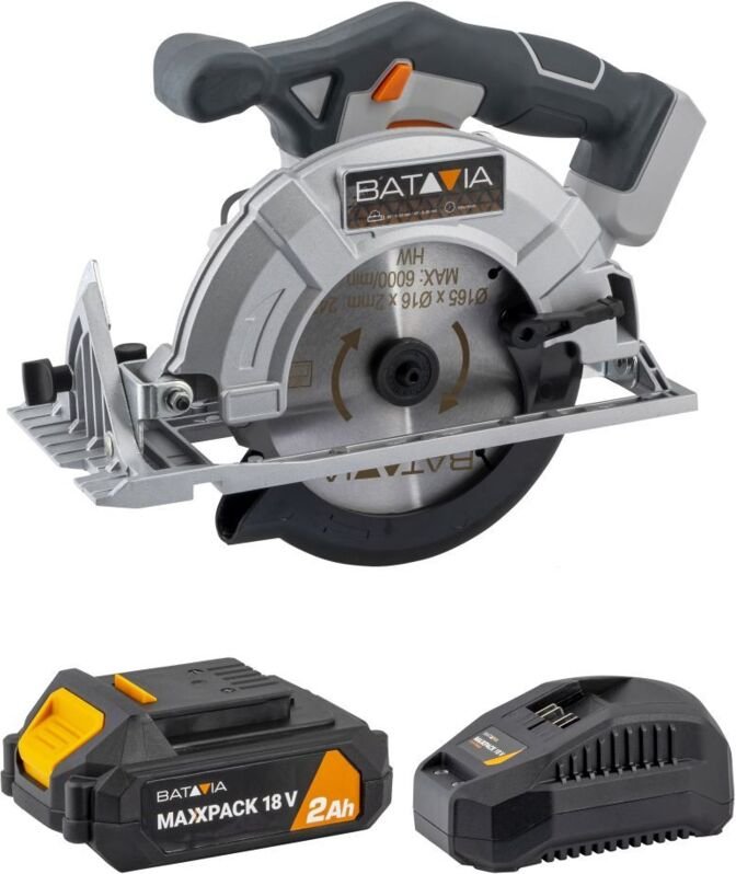 Batavia - Handkreissäge ø 165 mm 18V Inkl. 2.0 Ah Akku / 2.4 Ah Ladegerät