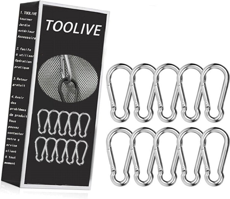 10er Karabinerhaken Klein 304 Edelstahl 50mm x 5mm, Klein Karabiner mit Schnappverschluss belastbar Karabinerhaken Premi...