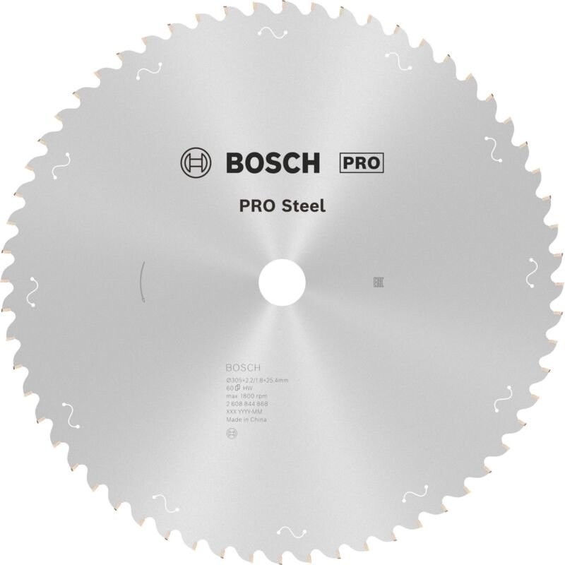 Bosch PRO Steel Sägeblatt Kreissägeblatt für Kreissägen, Netz- / kabelgebunden, 305 x 2,2 x 25,4 mm, T60