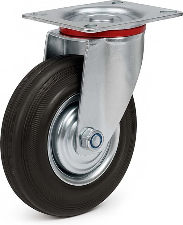 Lenkrolle Ø200mm bis 150kg Tragkraft mit Gummirad ungebremst, leiser Lauf, Transportrolle Möbelrolle Laufrolle Möbel-Len...