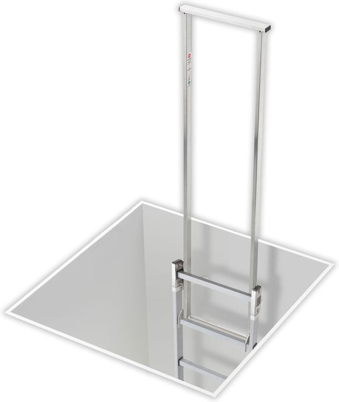 Hailo Zweiholm- Einstiegshilfe versenkbar 400mm lichte Weite aus Stahl verzinkt 1.0037 / ASTM A36 zur Montage am Leiterh...