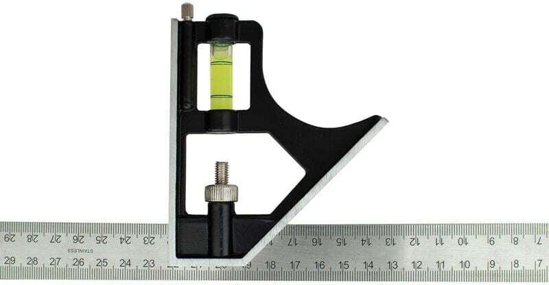 KZQ - Kombinationswinkel, 300 mm, Edelstahl, nur metrische Teilung, inkl. Zimmermannsbleistift