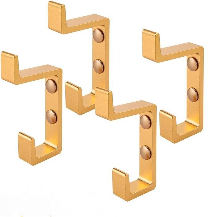 Sollbry - Goldener Handtuchhaken, 4 Stück Wandhaken, verdicktes Raumaluminium, Kleiderhaken-Doppelhaken-Design, kommt mi...