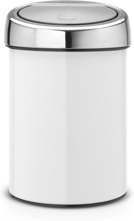 Brabantia - 364488 Abfallbehälter 3 l Rundum Kunststoff, Edelstahl Metall, Weiß