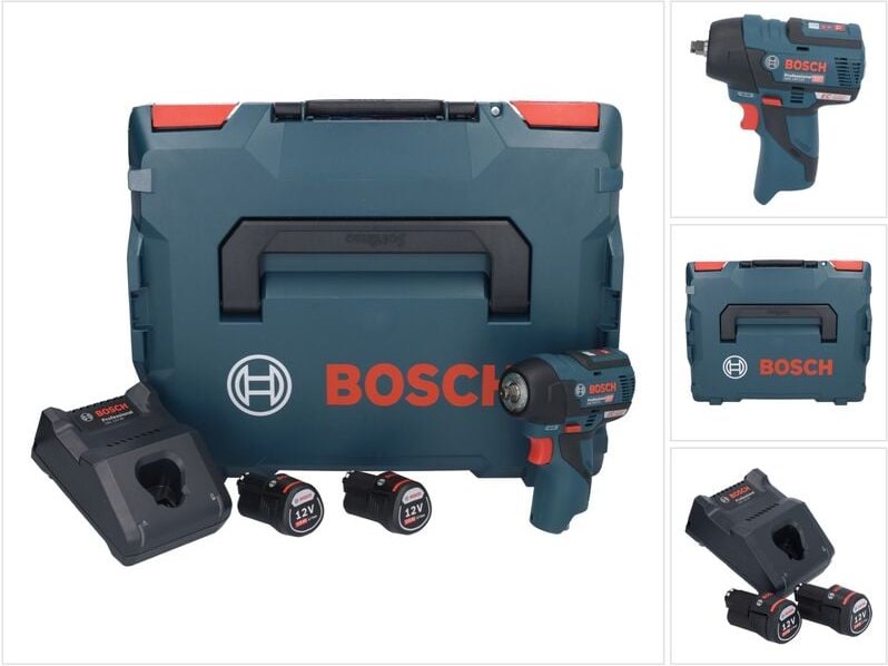 Bosch gds 12V-115 Professional Akku Drehschlagschrauber 12 v 115 Nm 3/8' Brushless + 2x Akku 2,0 Ah + Ladegerät + L-Boxx