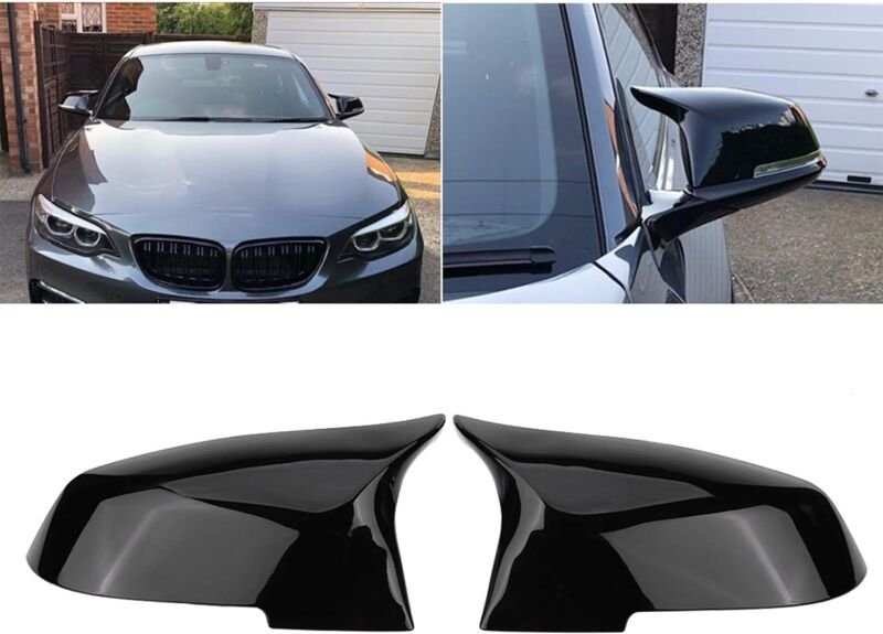 1 Paar Spiegelkappen links + rechts aus ABS-Kunststoff für Auto 220i 328i 420i F20 F21 F22 F30 F32 F33 F36 X1 (glnzend)