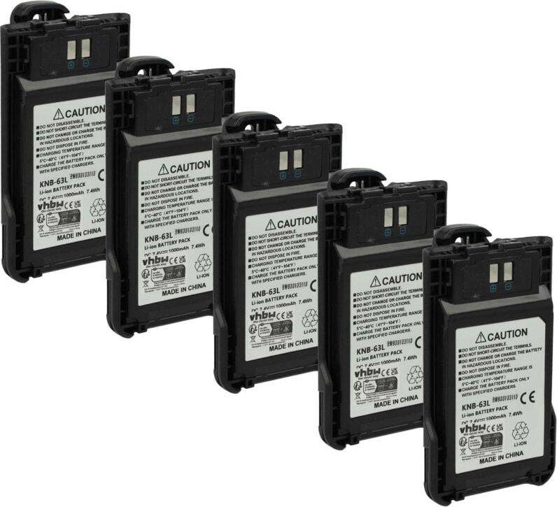 vhbw 5x Akku kompatibel mit Kenwood TH-K20A, TH-K40, TH-K20E, TH-K20 Funkgerät, Walkie Talkie (1000 mAh, 7,4 V, Li-Ion) ...