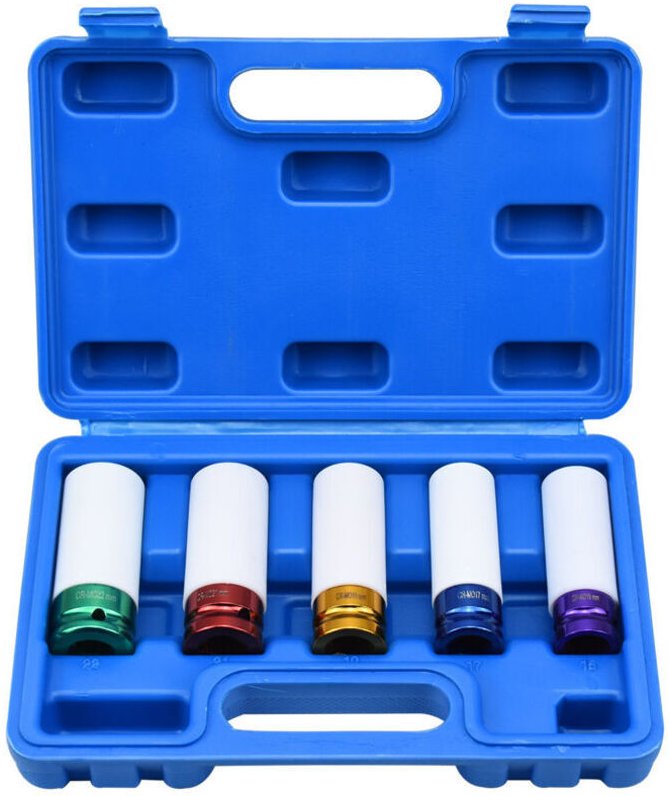 Stück Schraubenschlüssel-Bits für Felgenantrieb, metrisch, extra dünnwandig, Radgröße 5, 15, 17, 19, 21, 22 mm, - Ahlsen