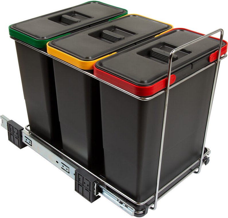 Thumbnail - So-tech - Abfallsammler Ecofil 12+12+12L mit Deckel voll ausziebar Korpusbreite ab 40 cm