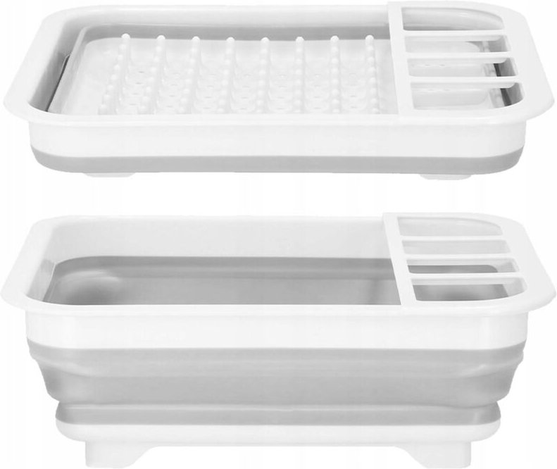 Faltbarer Großer Silikon-Trockner Grau Abtropfgestell Für Geschirr Besteck Teller