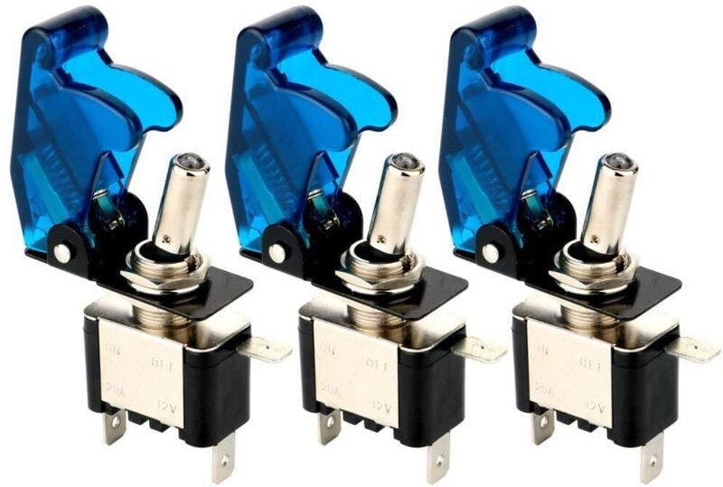 3-teiliger Kippschalter mit blauem LED-Licht, 20 A 12 V-24 VDC, 2-Positionen-Ein-/Aus-Kippschalter, 3-poliger SPST, Wipp...