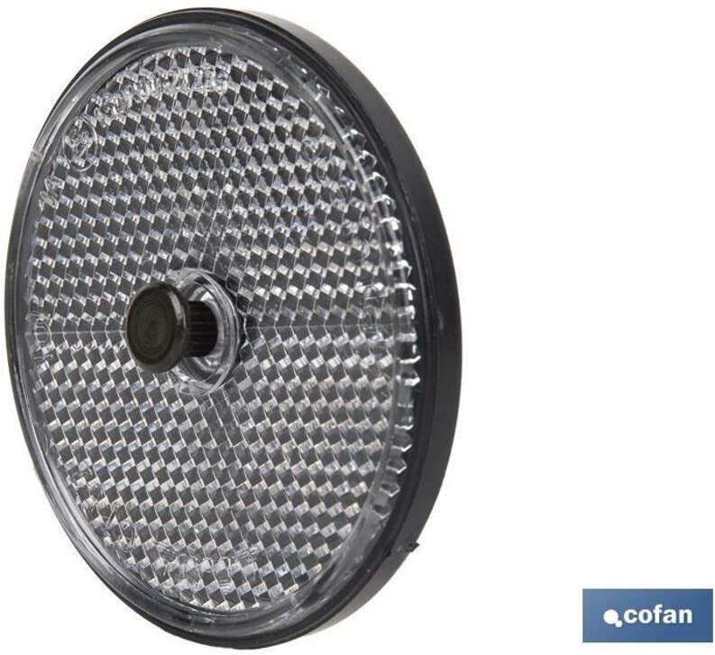 Cofan - Runder Reflektor mit Schraube zur Befestigung an Fahrzeugen Ø60mm aus weißem pmma